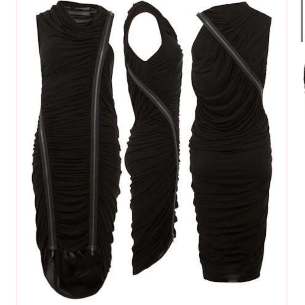 ALLSAINTS NWOT GISELE ROUCHED BODYCON ZIP DRESS - Picture 2 of 16